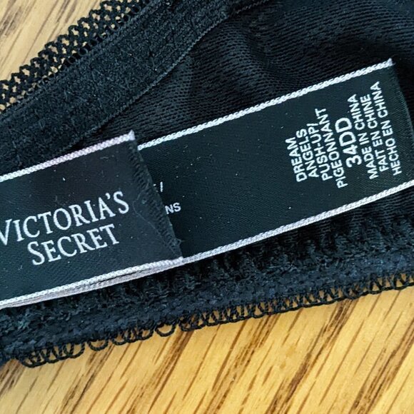 Victoria's Secret Dream Angels Push Up Bra Black with Pink Lace Overlay - Picture 3 of 3